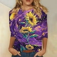 thumbnail image 2 of CYMMPU Women's Business Work Blouses Tunic Tops Shirts Casual Floral Printed Flowy Blouse 3/4 Length Sleeve Summer Fall Basic Tees Crewneck 2025 Clothes Multicolor L, 2 of 5