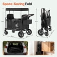thumbnail image 2 of PNKKODW Wagon Stroller for 4 Kids with Canopy, All-Terrain Foldable Cart with Adjustable Push/Pull Handle, for Beach, Camping, Black, 2 of 7