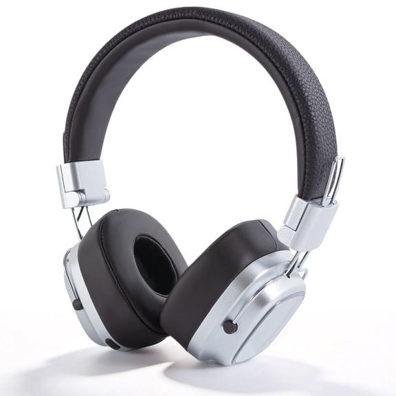 Rirool Retro Bluetooth 5.3 Over-Ear Headphones, Wireless Stereo Headset with Deep Bass, 15H Playtime, Built-in Mic, Type-C Charging, Adjustable Headband, Silver Black