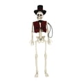 thumbnail image 2 of Halloween Skeleton Decorations 19 Inch Posable Skeleton with Top Hat and Vest Spooky Halloween Decor for Indoor Outdoor Haunted House Halloween Party 1 Piece, 2 of 7