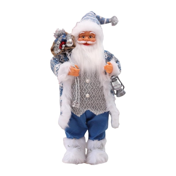 Figura de Papá Noel, muñeca navideña, decoración clásica de 60 cm de altura, decoración navideña navideña, estante interior, decoración de escritorio