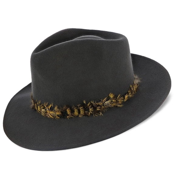 Messenger - Walrus Hats Grey Center Dent Wool Felt Fedora Hat
