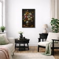 thumbnail image 3 of Framed Canvas Print Still Life Floral Wall Art Vintage Botanical Decorative for Living Room Bedroom - 24"x36" BLACK, 3 of 8