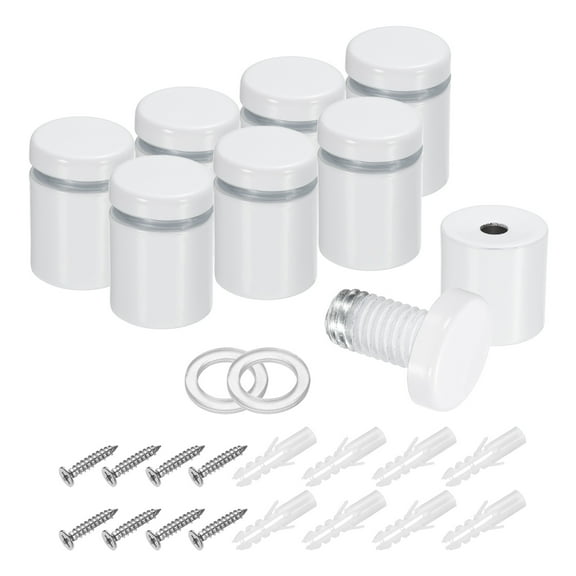 8 Pack 3/4" x 1" Stainless Steel Standoff Sign Standoff Screws, White