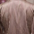 thumbnail image 4 of VJGBEGW Women's Satin Button Down Shirts V-Neck Long Sleeve Tops Striped Business Office Silky Blouses Fashion Spring Shirts Brown XL, 4 of 6