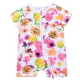 thumbnail image 4 of WIBACKER Cotton 3M-3T Newborn Baby Girl 2 Way Zipper Romper Summer Short Sleeve Floral Jumpsuit for Infant Toddler, 4 of 6