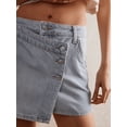 thumbnail image 4 of Women'S High Waisted Button Front Denim Skort Asymmetrical Hem Skirt Shorts Light Color M, 4 of 8