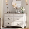 thumbnail image 1 of WAMPAT Commode Rustique Blanche à 6 Tiroirs avec Meuble Télé - Grand Coffre pour Chambre, Salon et Couloir, 1 of 7