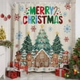 thumbnail image 2 of Shower Curtain 60"W x 72"L Christmas Trees Gingerbread Man Snowflake Linen Fabric Shower Curtains Set with Hooks Water Repellent Bathroom Curtains Machine Washable Bathroom Accessories, 2 of 9