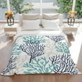 thumbnail image 5 of Teal Blue Grey Coral Pattern Throw Blankets, Tropical Ocean Summer Soft Fleece Blanket Decorative for Home Sofa Couch Chair Living Bedroom, 50x60 inches,, 5 of 8