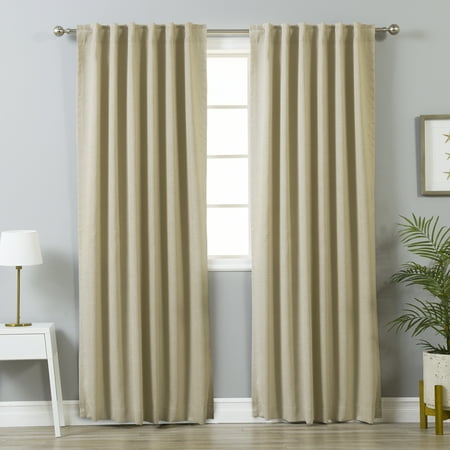 - Quality Home Linen Print Room Darkening Curtains - Beige - 52