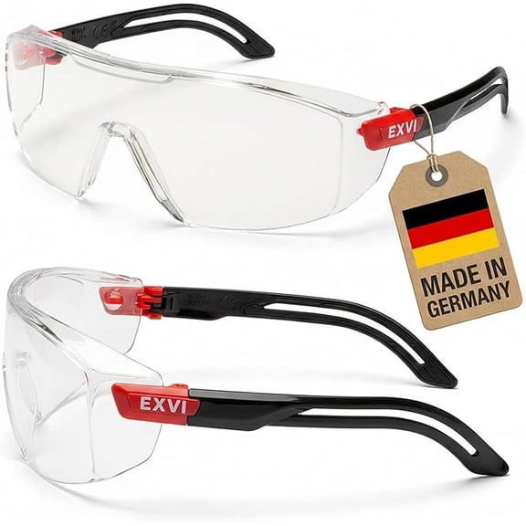 EXVI SG100 Safety Glasses - Anti-Fog, Scratch Resistant, UV400 Protection, Lightweight, Adjustable Temples, Clear Polycarbonate Lens