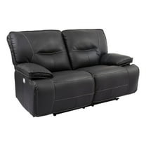Bowery Hill Contemporary Fabric Power Loveseat in Black