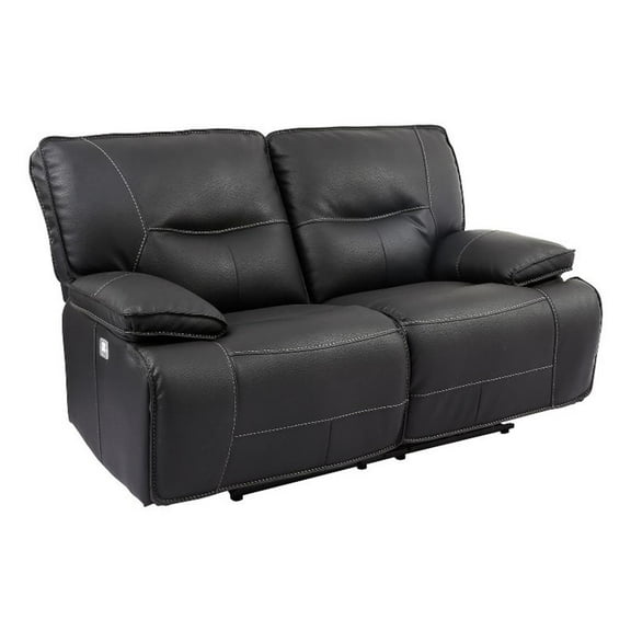 Bowery Hill Contemporary Fabric Power Loveseat in Black