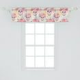 thumbnail image 2 of Tropical Window Valance, Funny Theme Repetitive Pattern of Sugar Skulls Flowers Butterflies Art, Curtain Valance for Kitchen Bedroom with Rod Pocket, 54" X 18", Pale Ruby Dark Coral, by Ambesonne, 2 of 2