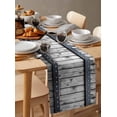 thumbnail image 3 of Grey Wood Grain Table Runner Country Vintage Barn Door Rustic Lodge Tablerunners 13 x 36 Inch, Table Decorations Tabletop Scarf for Summer Gathering Holiday Farmhouse Kitchen Dining Decor, 3 of 6