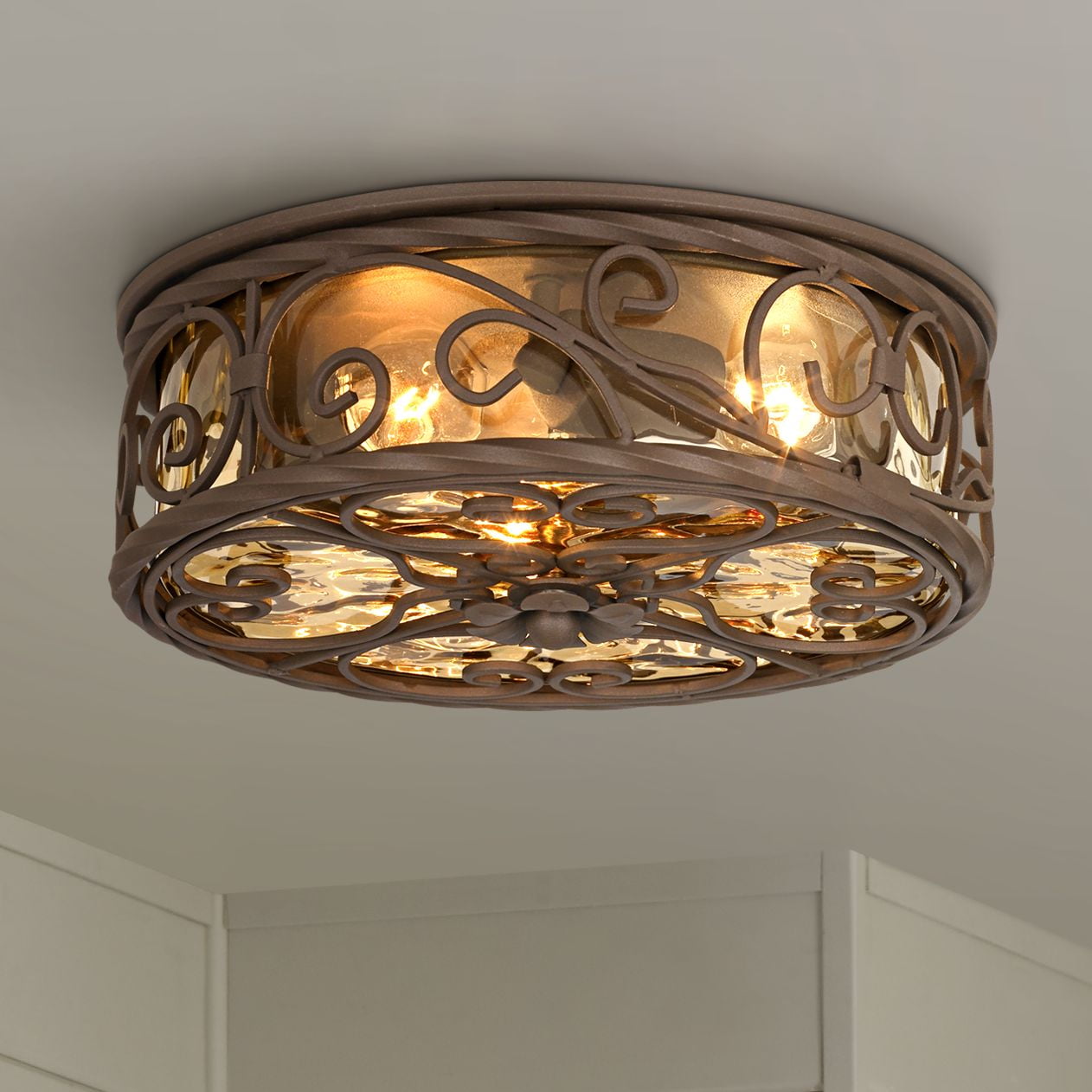 John Timberland Rustic Outdoor Ceiling Light Fixture Dark Walnut Iron