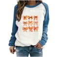 thumbnail image 1 of Rbaofujie Chandails pour Femmes Mode Tendance Femmes Imprimé Décontracté de l'Action de Grâce Col Rond T-shirt Ample Manches Longues Hauts Blouse Bleu Automne Chandails à Capuchon pour Femmes, 1 of 4