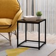 thumbnail image 2 of Furinno Camnus Side Table, Rustic Brown End Table with Metal Frame, Square Open Frame Night Stand, Bedside Table, Easy Assembly, for Living Room, Bedroom, Brown Walnut, 2 of 5