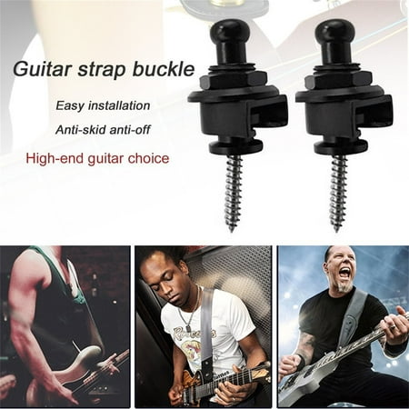 - 2pcs A Pair Of Guitar Bass Schaller Strap Buckle Locks Buttons Round Head Black Guitar Accessory Chrome Locking Machine Tuners