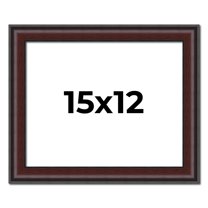 15x12 Frame Brown Round Mahogany Solid Wood Picture Frame | 1.625 Inch Moulding Width | with UV
