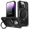 thumbnail image 3 of For Apple iPhone 16 Pro (6.3") Tough Shockproof Hybrid with Magnetic Ring Stand Compatible with MagSafe TPU + PC Protective Phone Case Cover by Xpression - Black, 3 of 9