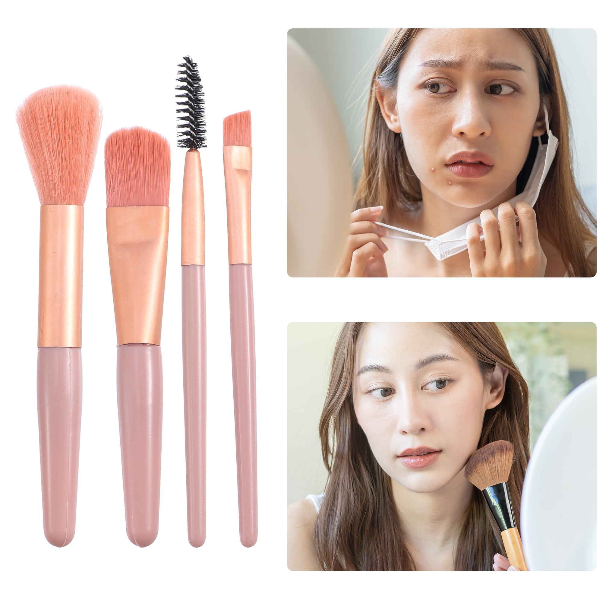 Unique Bargains 8 Pcs Durable Makeup Brush Set for Concealer Blush Pink