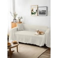 thumbnail image 3 of Cream Solid Color Couch Cover, Aesthetics Contemporary Luxury Sofa Cover Blanket for 3 Cushion Couch, Sectional Sofa Slipcover Furniture Protector for Living Room Bedroom 71''x134'', 3 of 9