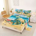 thumbnail image 2 of spefrowx Cute Vacation Turtle Bed Sheets for Kids, Coastal Watermelon Cocktail Full Size Sheets, 4-Piece, 1 Flat Sheet, 1 Fitted Sheet and 2 Pillowcases, 2 of 5