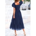 thumbnail image 3 of PRETTYGARDEN Women's Smocked Tulle Midi Dress Summer Square Neck Puffy Short Sleeve Ruffle Wedding Guest Party Dresses, 3 of 10
