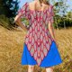 thumbnail image 5 of Vestido de manga corta inspirado en pavo real (carmesí y azul celeste) vestidos para vestidos de fiesta para mujer Vestido, 5 of 7