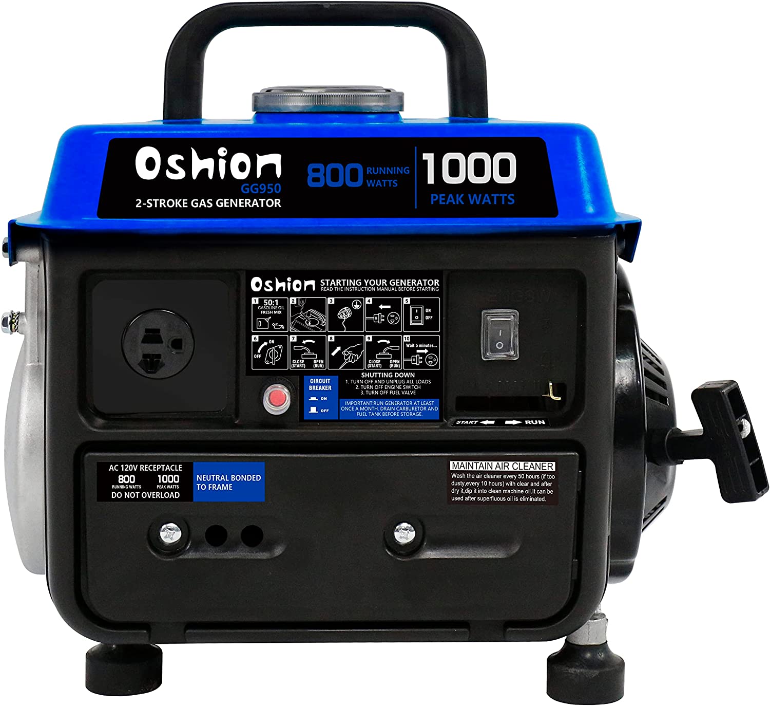TUFFIOM GG950 Portable Generator, 1000W Gasoline Powered Generator