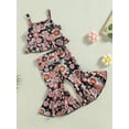 thumbnail image 4 of Bagilaanoe 2pcs Toddler Baby Girl Long Pants Set Floral Print Sleeveless Vest Tops + Flare Trousers 6M 12M 18M 24M 3T 4T Kids Casual Outfits, 4 of 8