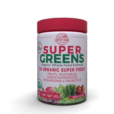 Country Farms Super Greens Powder, Berry, 10.6 Oz, 20 (Best Green Powder For Vegans)
