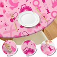 thumbnail image 4 of Pink Breast Cancer Round Fitted Tablecloth with Elastic Edge,Dining Table Cover Waterproof,Outdoor Round Tablecloth for Camping,Dining,Indoor and Outdoor, 4 of 7