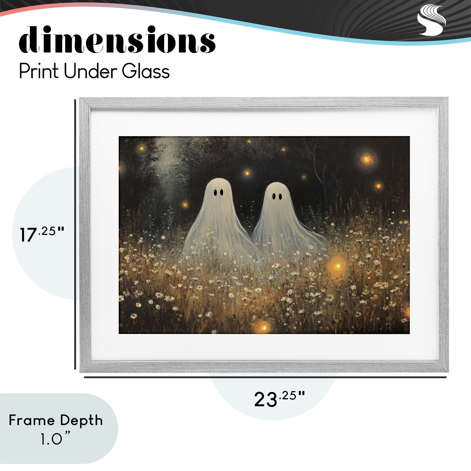 Stupell Industries Ethereal Ghost Twins Gray Framed Print Under Glass, design by Jacky Ngan