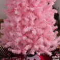 thumbnail image 2 of Resenkos 7ft Slim Artificial Douglas Fir Pencil Christmas Tree - 818 Realistic Branch Tips, Pink, 2 of 7
