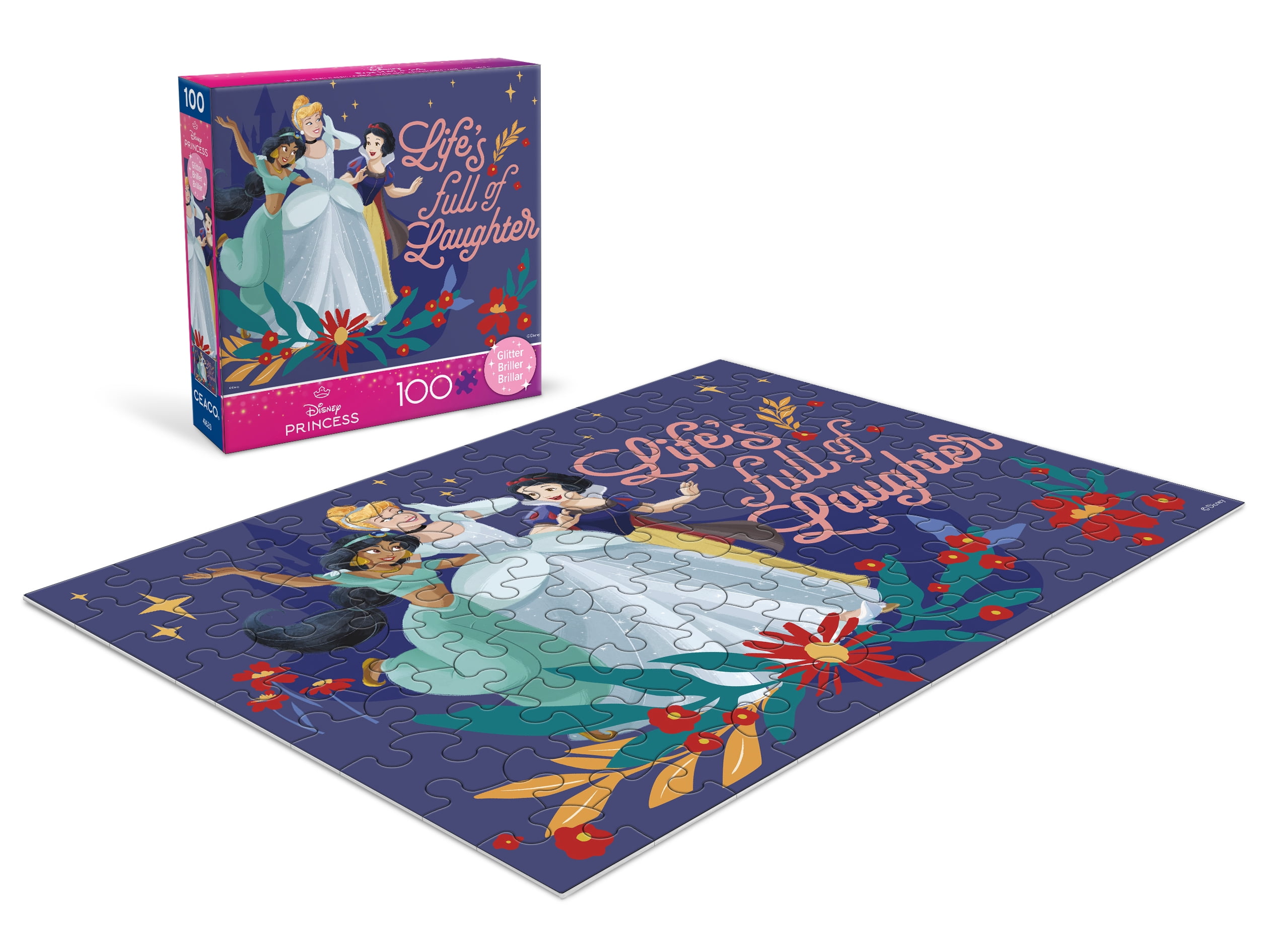 Ceaco Disney Life's Full of Laughter Glitter 100-Piece Interlocking Jigsaw Puzzle for Children Ages 6+