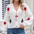 thumbnail image 4 of Enjoytime Knit Cardigan for Women Christmas Print Long Sleeve Sweater Coat Fall Winter Cozy V-Neck Button Down Outerwear, 4 of 8