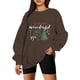 thumbnail image 2 of Gibobby Sudaderas de Navidad para mujer Navidad Mujer Casual Y 2 K Manga Larga Impreso Sudadera Suelta Cuello Redondo Sudadera Blusa(Marrón,G), 2 of 4