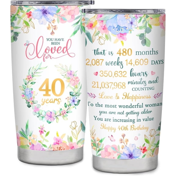 40th Birthday Gifts for Women 20oz 40th Birthday Tumbler Ideas 1983 Birthday Gifts for 40 Year Old Woman Happy 40th Birthday Decorations for Her Daughter Bestie Friends Sister Mom Wife