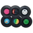 thumbnail image 1 of Un juego de 6 posavasos, posavasos de cristal, posavasos, posavasos de cristal, posavasos de discos de vinilo retro, cojines aislantes antideslizantes para café y bebidas., 1 of 6