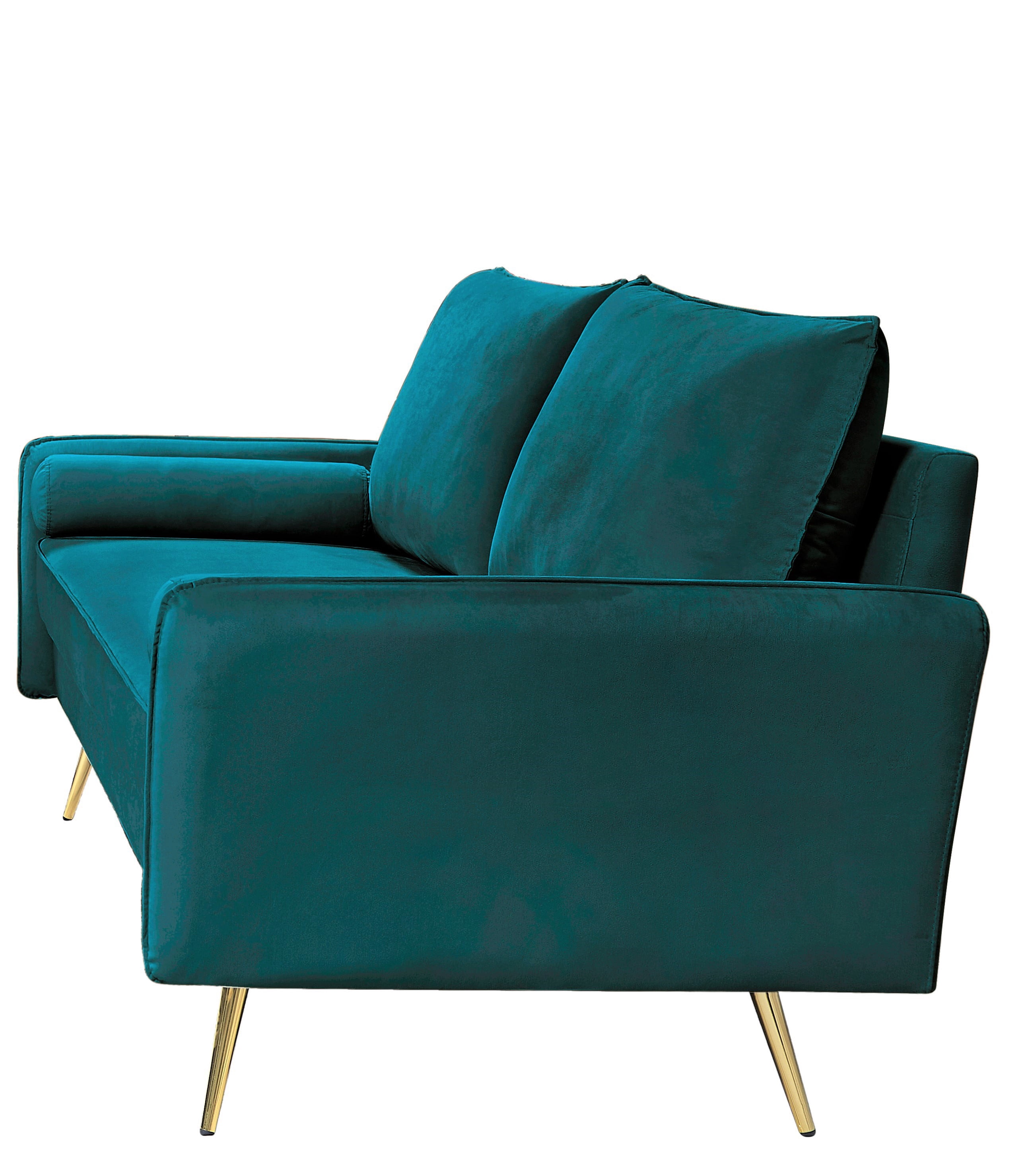 US Pride Furniture Villeda 70''W Polyester Square Arms Sofa Greenish Blue