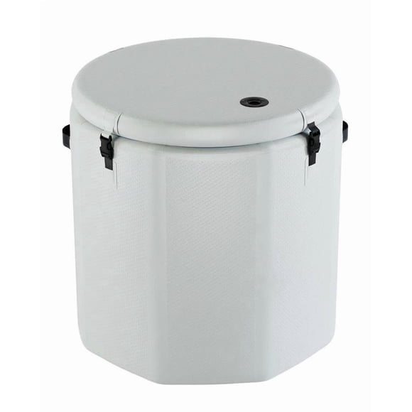 QinaQin Tina de hielo cilíndrica de PVC con exterior blanco e interior azul, capacidad de 186 galones, diseño portátil aislado y resistente para terapia de inmersión en frío