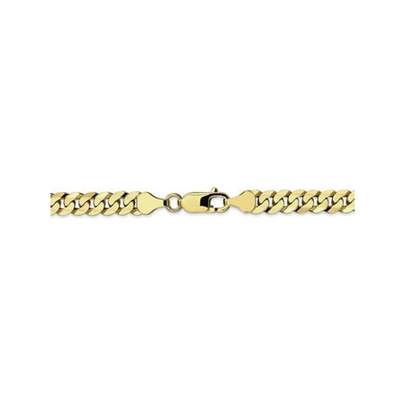 9 Inch Curb Chain Bracelet - 6.1 mm 10k Yellow Gold Flat Beveled Curb Chain Ankle Bracelet - 9 Inch