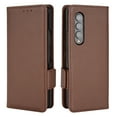thumbnail image 2 of Wallet Case for Samsung Galaxy Z Fold4, Soft Silicone Lychee Pattern PU Leather Shockproof Flip Cover with Card Slots Holder Magnetic Clasp Lock Drop Resistant Kickstand Phone Case,Brown, 2 of 5