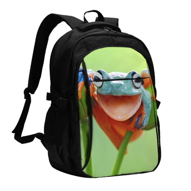 Fotbe Flying Frog On Branch Mochila con Estampado y Puerto USB para Hombre y Mujer, Mochila Antirrobo, Mochila de Viaje, Mochila Escolar, Mochila Universitaria