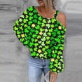 thumbnail image 1 of Débardeurs Sexy pour Femmes Mode Sweat-Shirt Imprimé Jour de St.Patrick Chemise Graphique Manches Longues Pull Tops, 1 of 5