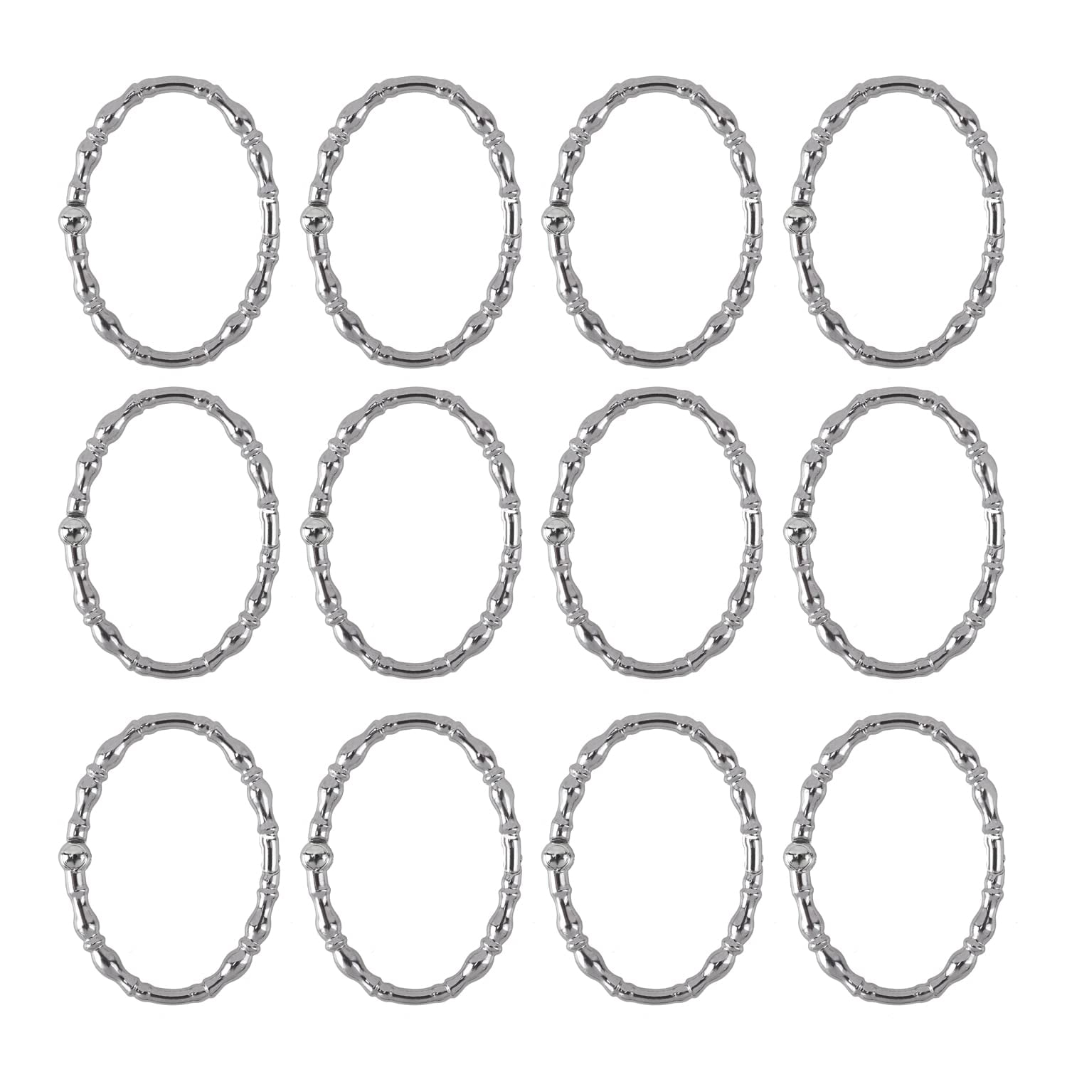 Utopia Alley  Shower Rings, Oval Shape Shower Curtain Rings for Bathroom, Rustproof Zinc Shower Curtain Hooks Rings, Set of 12 Chrome