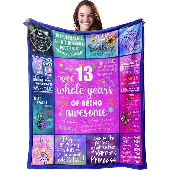 Gifts for 13 Year Old Girl, 13th Birthday Gifts for Girls, Teen Girl Gifts 13 Years Old,13 Year Old Girl Gift Ideas, 13 Year Old Gifts, Birthday Gifts for 13 Year Old Girls - Blanket 50" X 40"